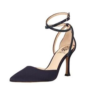 Women’s Vince Camuto Ketrinda Black Ankle Strap Suede Pump, Size 8.5 M